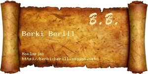 Berki Berill névjegykártya